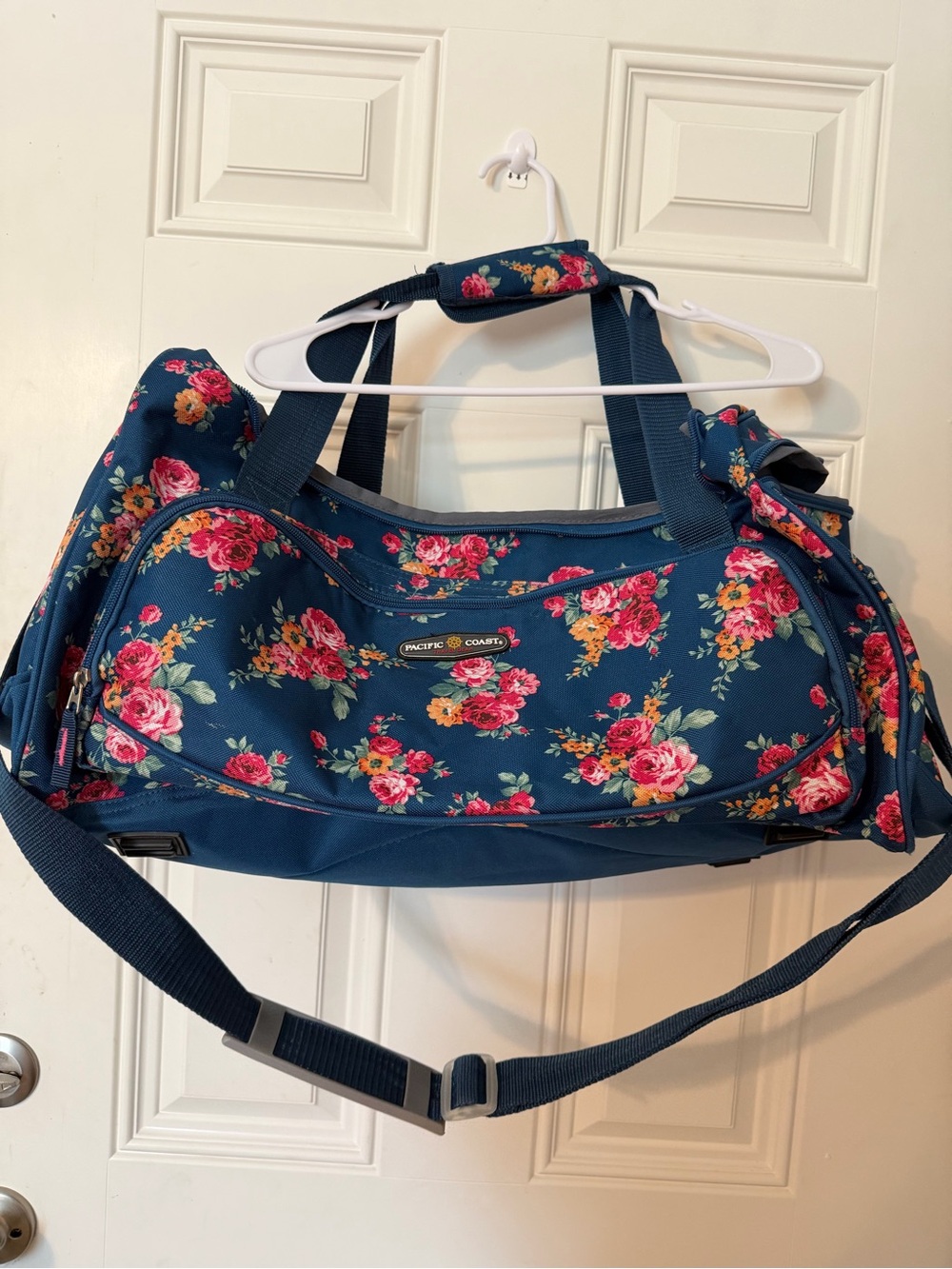 Floral Navy Duffel Bag - Pink Rose Print